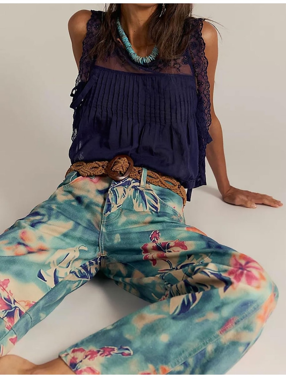 💙WOMENS BARREL LEG JEAN-TIE DYE PRINT-M💙 - Picture 10 of 16